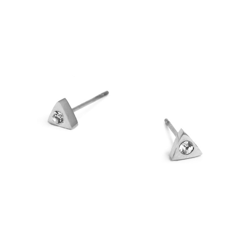 Bibi Fun carefully selected series - a small triangle diamond ear acupuncture / Silver (mail free transport) - ต่างหู - โลหะ 