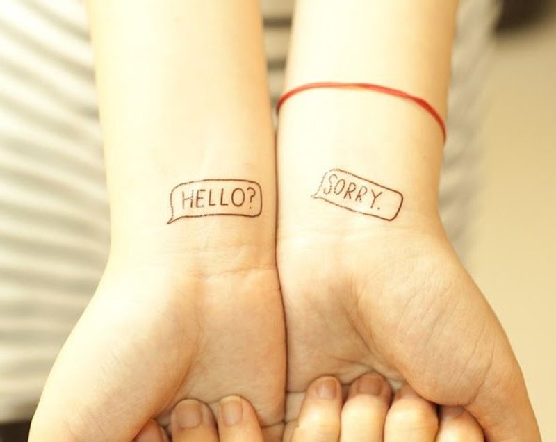 *tattoo* HELLO&SORRY 說不出口的話　刺青貼紙組　1組7張 - 貼紙 - 紙 黑色