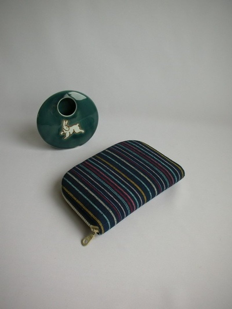 bagme fu Kyoto dyeing silk hemp (color bars) - short clip / wallet / purse last one ** ** - กระเป๋าสตางค์ - วัสดุอื่นๆ สีดำ