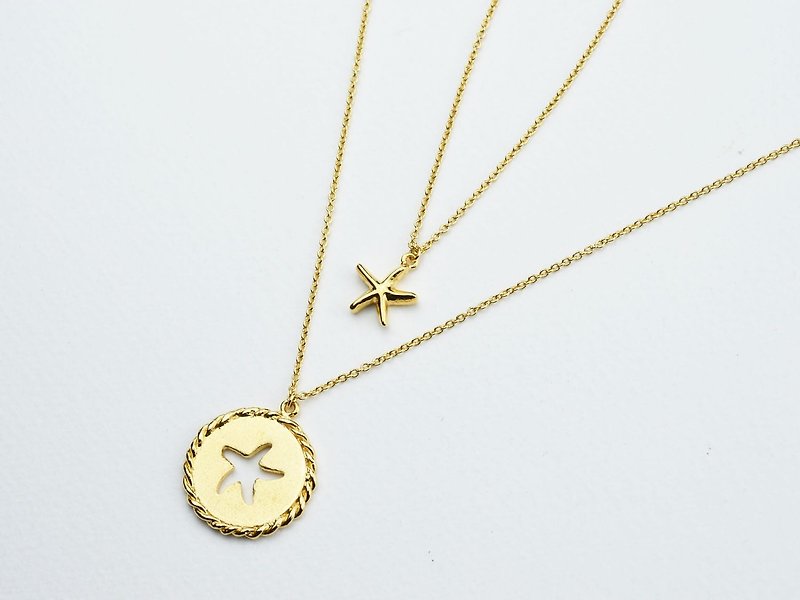 Starfish - Mermaid princess series (K gold plated necklace) - C percent handmade - สร้อยคอ - ทองแดงทองเหลือง สีทอง