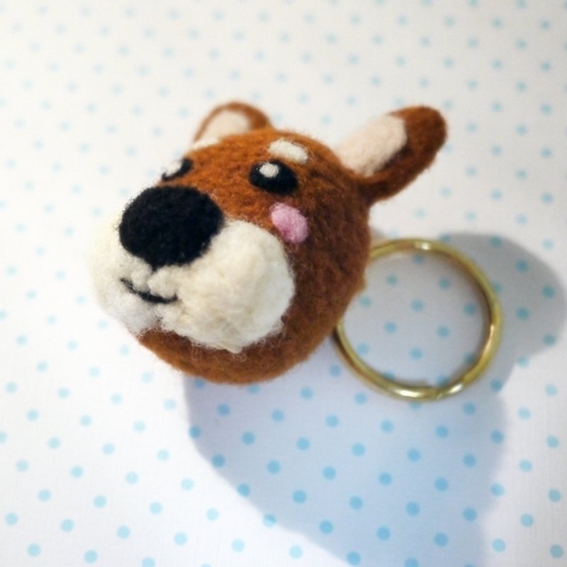 Hanju's wool children. DIY handmade wool felt Shiba Inu puppy series mobile phone strap / dust plug / strong magnet - ตุ๊กตา - ขนแกะ สีนำ้ตาล