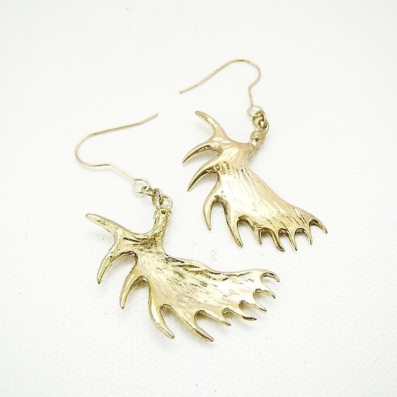 Moose horn earring in brass - Earrings & Clip-ons - Other Metals 