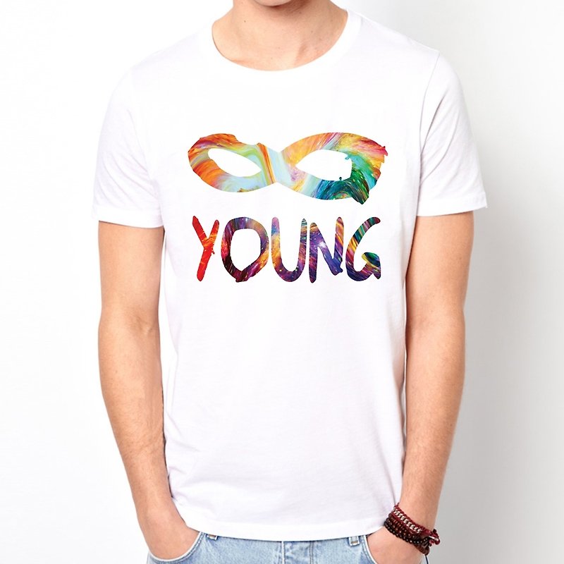 Forever Young-Abstract 短袖T恤-白色 永遠年輕 抽象 文青 藝術 設計 原創 品牌 時髦 文字 - Men's T-Shirts & Tops - Other Materials White