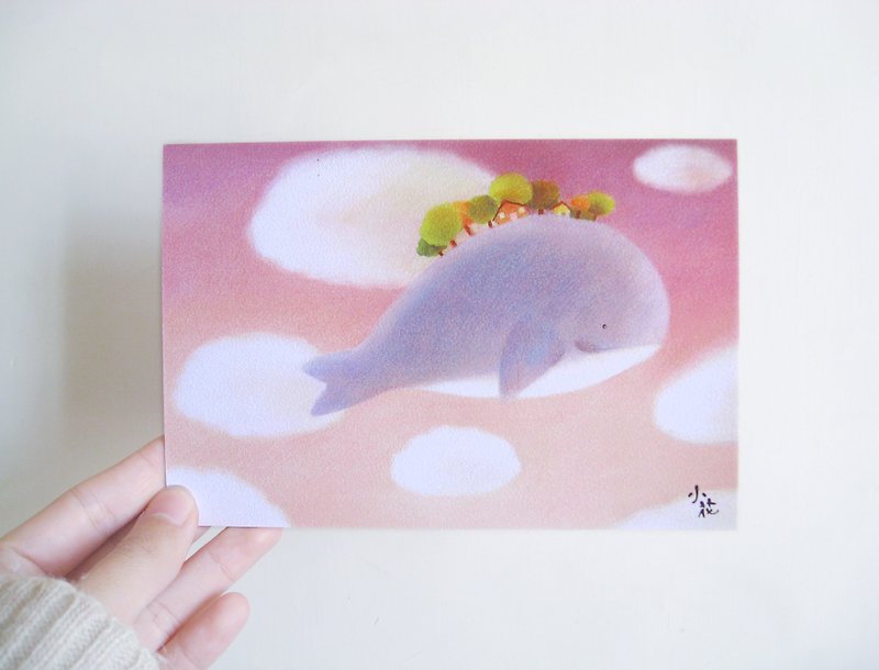 可愛動物插畫卡片 明信片(鯨魚) - 心意卡/卡片 - 紙 粉紅色