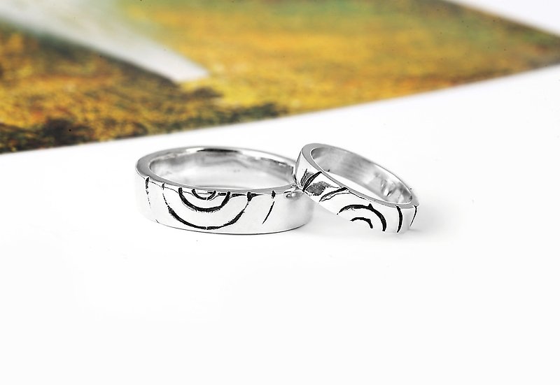 Custom lover ring ring 涟漪 涟漪 sterling silver lovers ring 2 -ART64 - แหวนคู่ - เงินแท้ สีเทา