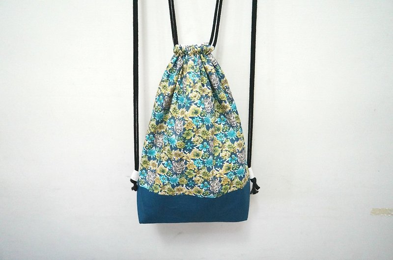 When the flowers caught tiger head - Drawstring Bags - Other Materials Multicolor