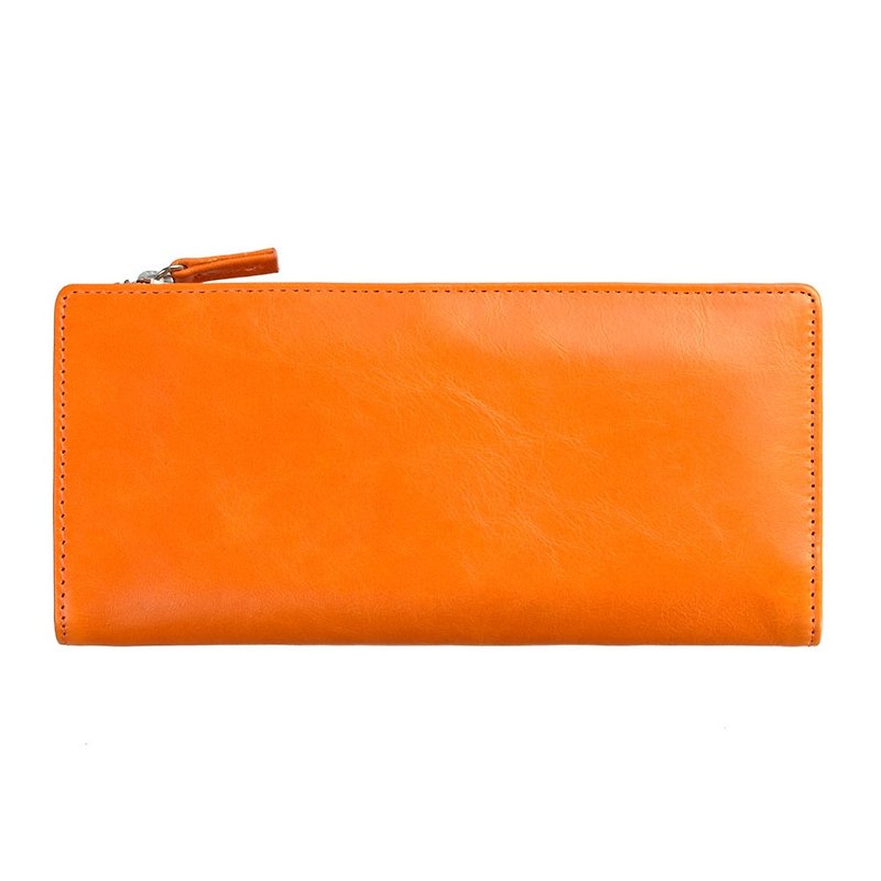 DAKOTA Long Clip_Burnt Orange / Burnt Orange - กระเป๋าสตางค์ - หนังแท้ สีส้ม