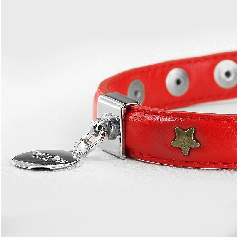 CHIC DOG [] "M number of dual-use collar" rock star leather collar leather collar necklace - ปลอกคอ - หนังแท้ สีแดง