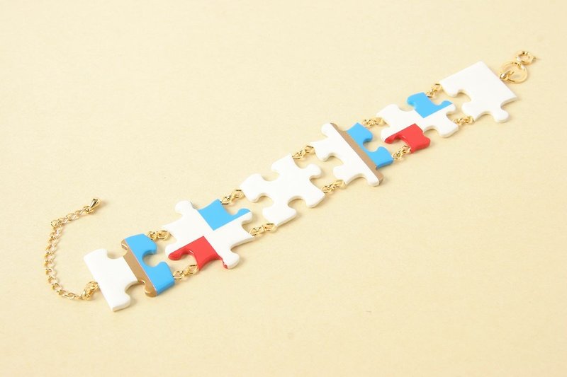 Puzzle bracelet tricolor - Bracelets - Plastic Multicolor
