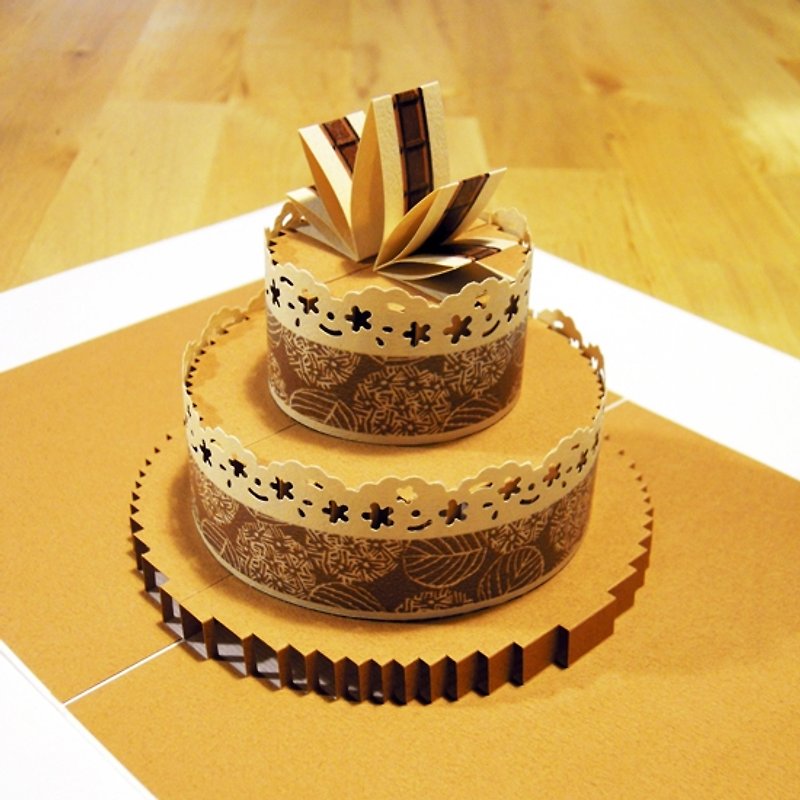 Three-dimensional paper sculpture cake card-early autumn caramel-series - การ์ด/โปสการ์ด - กระดาษ สีนำ้ตาล