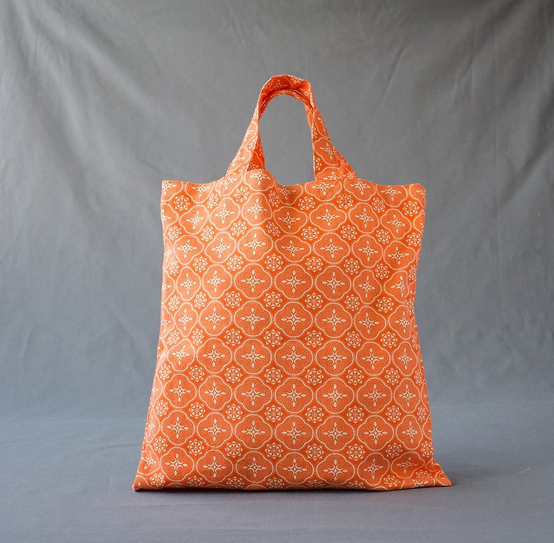 "Simple Flat" A4 flat pack / glass Begonia pattern / petal orange - Handbags & Totes - Other Materials 