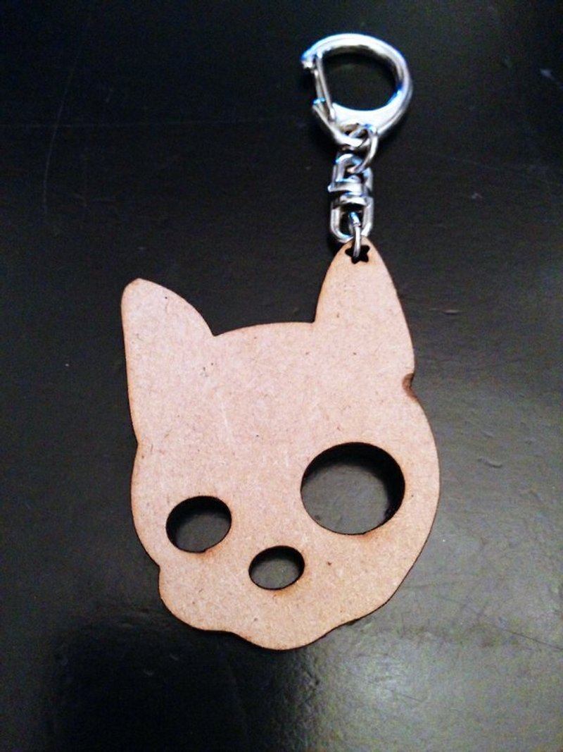 JokerMan-big eyes dog biscuit wooden key ring [customizable] - พวงกุญแจ - ไม้ สีนำ้ตาล