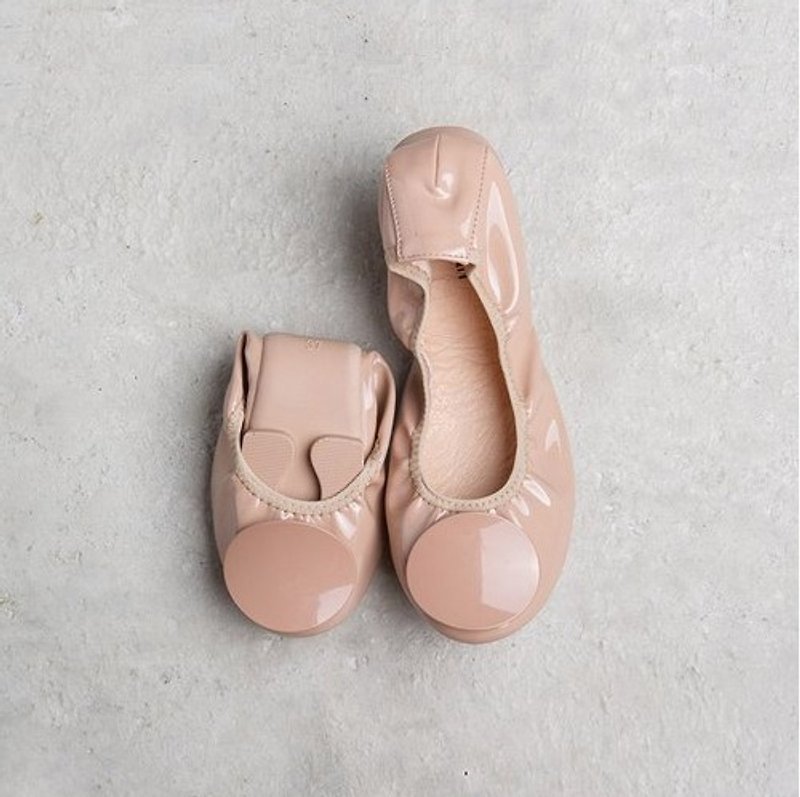 [Love] Peach folding ballet shoes - elegant Honey (mother and daughter shoes / adults) - Mary Jane Shoes & Ballet Shoes - Genuine Leather Pink