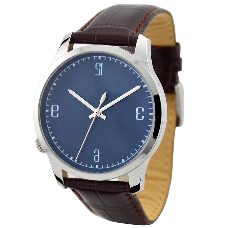 Left watch blue dazhuang reverse word - นาฬิกาผู้หญิง - โลหะ สีน้ำเงิน