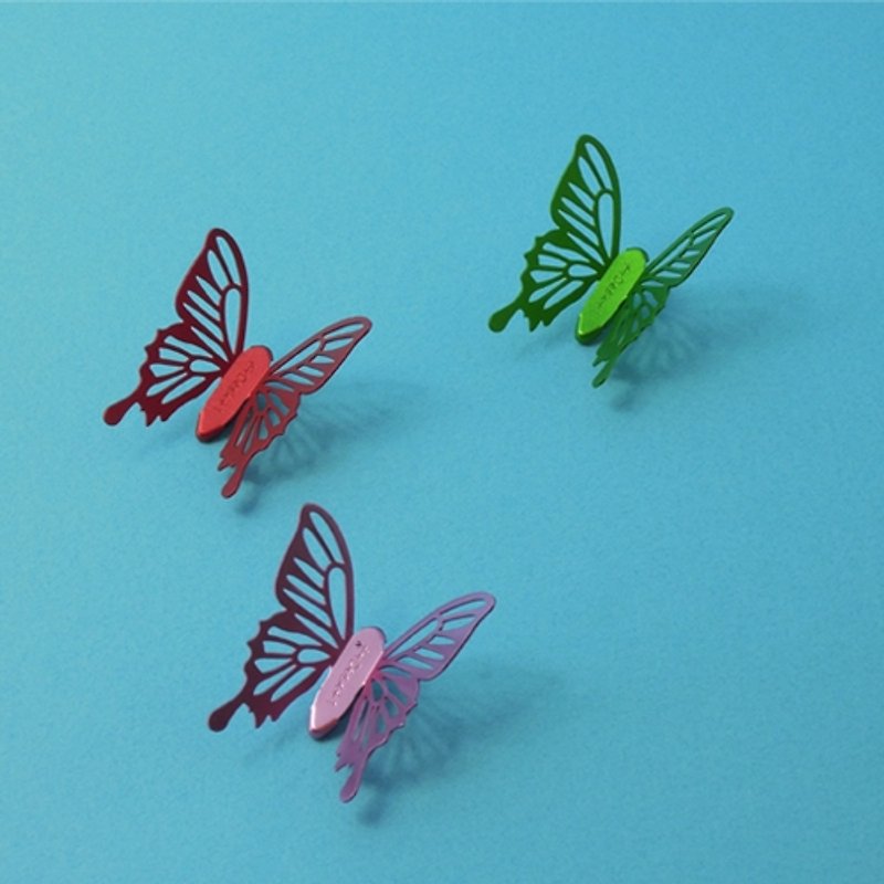 Desk + 1 │ cold crushed butterfly magnet group (3 installed) -A - Stickers - Other Metals Multicolor