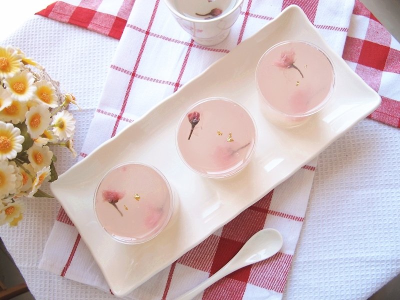 อาหารสด เค้กและของหวาน สึชมพู - Flower dance cherry fruit jelly-5 pcs