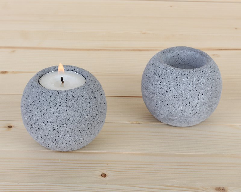 清水泥燭台 圓形 - 香氛蠟燭/燭台 - 水泥 灰色