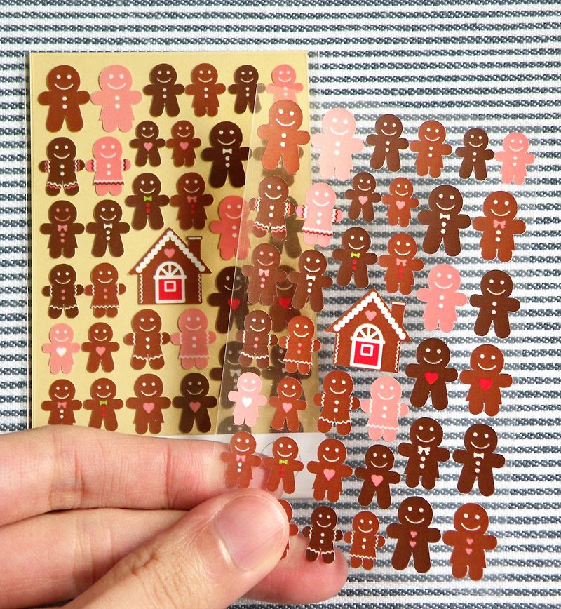 Gingerbread Boy and Girl Stickers - สติกเกอร์ - วัสดุกันนำ้ สีนำ้ตาล