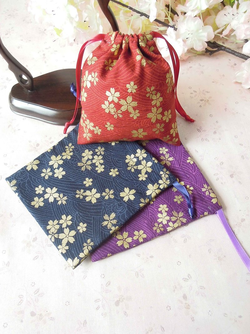 Longyun Pavilion - Bronzing Cherry Blossom Hairpin Bag Storage Bag - เครื่องประดับผม - ผ้าฝ้าย/ผ้าลินิน 