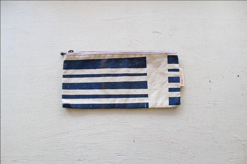 [1109] ZhiZhiRen canvas pencil - blue stripe - Pencil Cases - Other Materials Blue