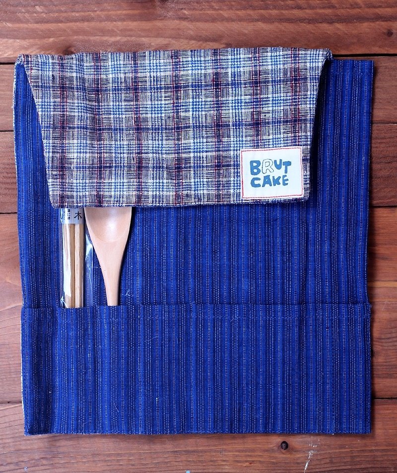 古布餐具袋 // 筆袋 - 廚具 - 棉．麻 藍色