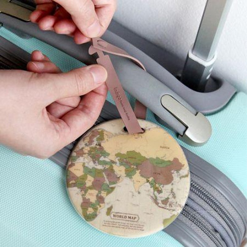 Indigo-世界地圖旅行吊牌-復古,IDG02862 - 行李吊牌 - 塑膠 咖啡色