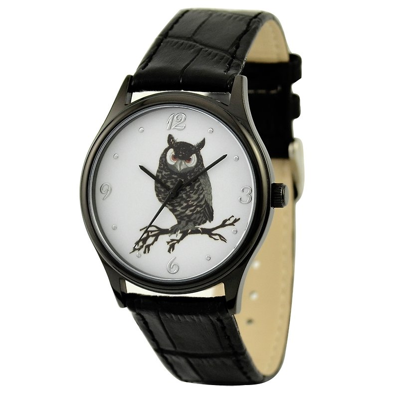 萬聖節手錶(貓頭鷹) - 男裝錶/中性錶 - 其他金屬 黑色