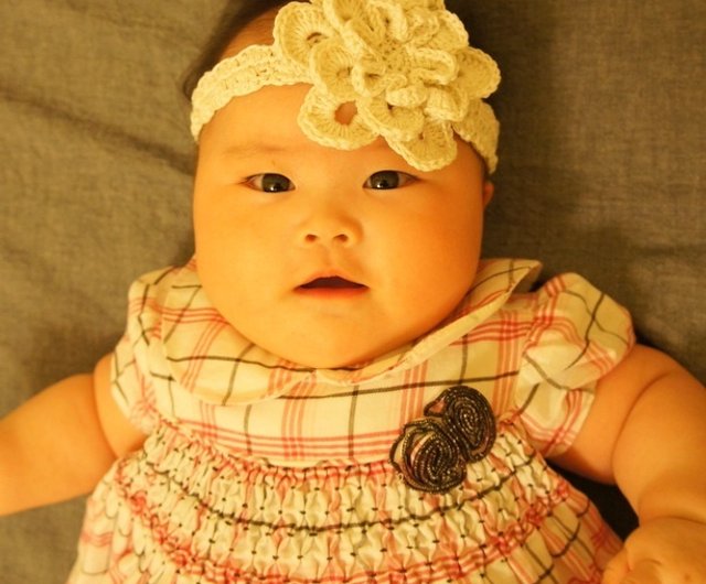 Japanese organic cotton thread hand-woven peony flower baby