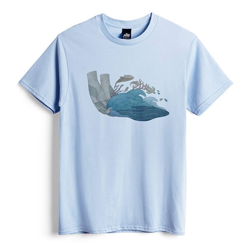 塑膠濃湯 - 水藍 - 中性版T恤 - 男 T 恤 - 棉．麻 藍色