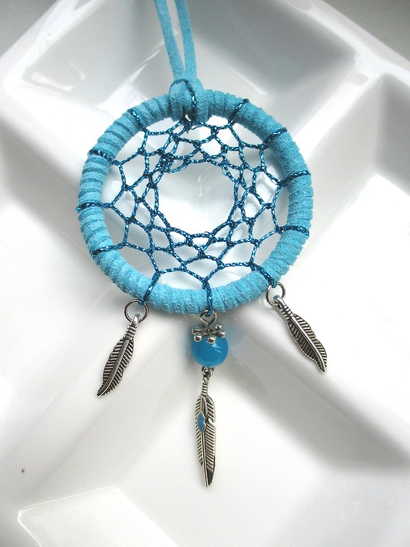Small kite - Dreamcatcher Necklace - Blue Love - สร้อยคอ - วัสดุอื่นๆ สีน้ำเงิน
