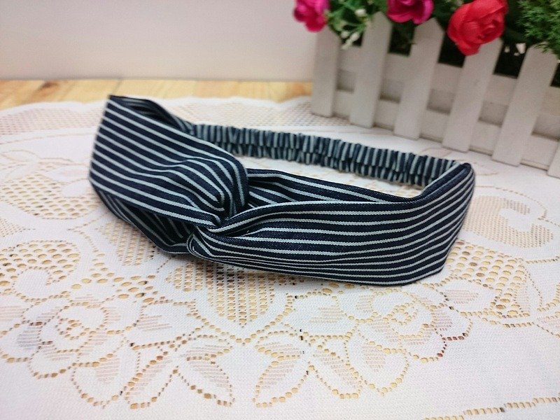 Striped denim - cross section headband - Hair Accessories - Other Materials 