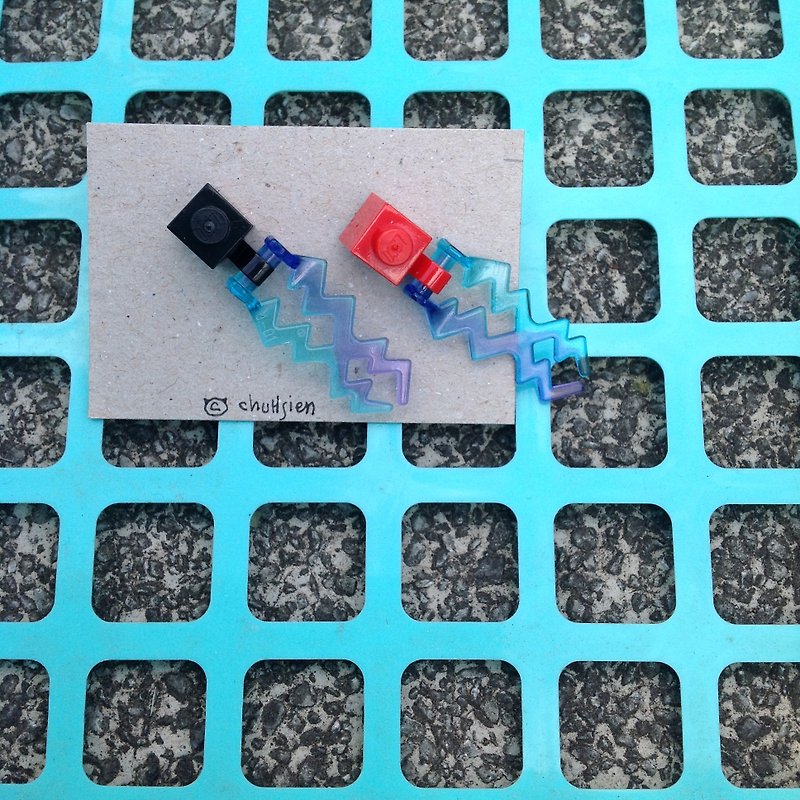 LEGO bricks earrings ● tides banner "stainless steel ear." - Earrings & Clip-ons - Plastic Multicolor