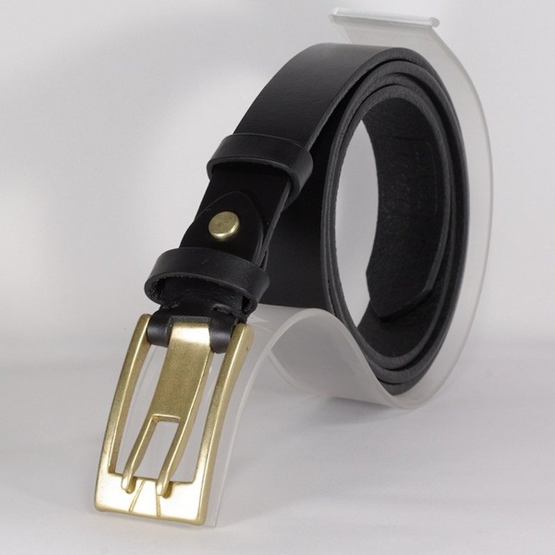 Handmade belt female leather narrow belt black SM free custom lettering service - เข็มขัด - หนังแท้ สีกากี