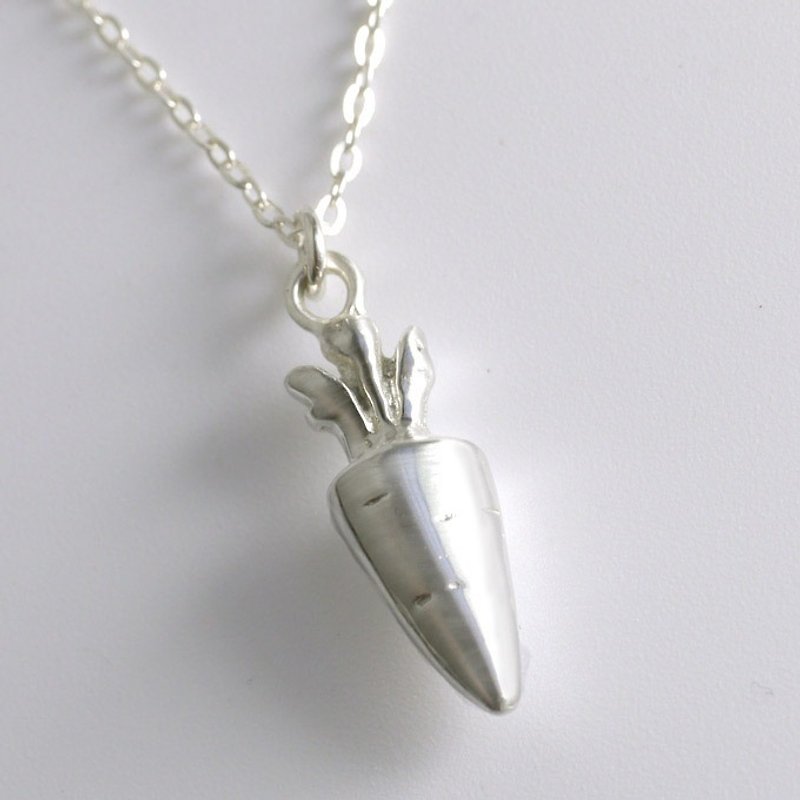 兔子的胡蘿蔔 - 925純銀手工立體植物項鍊 - 項鍊 - 純銀 銀色