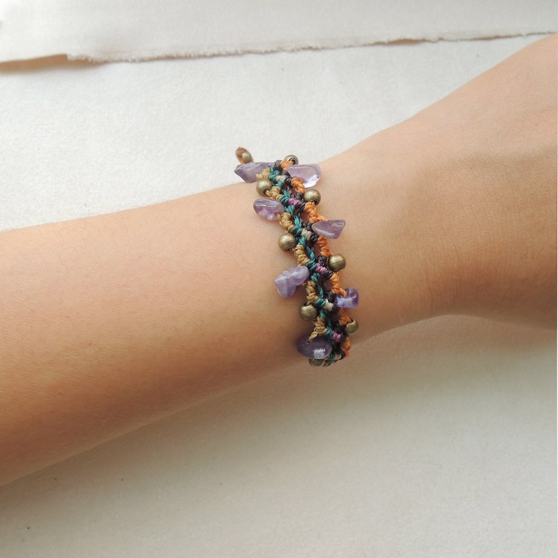 Gypsy / Natural Stone x Brazilian Silk Wax Thread Bracelet - สร้อยข้อมือ - เครื่องเพชรพลอย หลากหลายสี