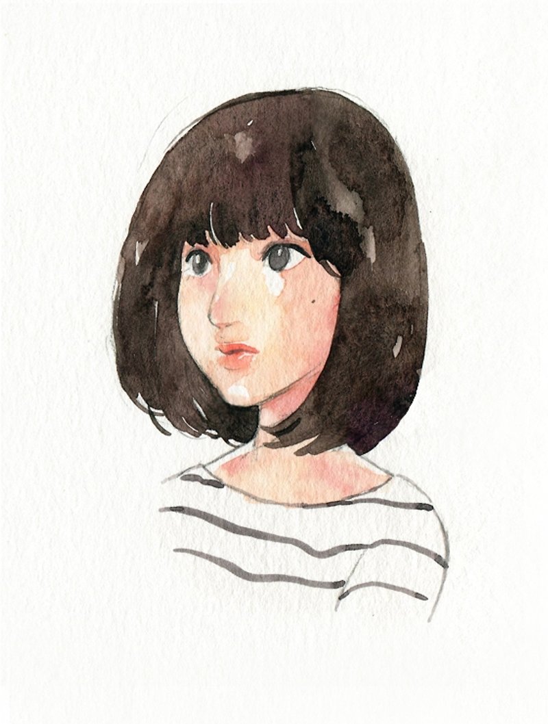 {Atelier Hanu} custom hand-painted watercolor portrait painting. Cartoon Style - ภาพวาดบุคคล - กระดาษ หลากหลายสี
