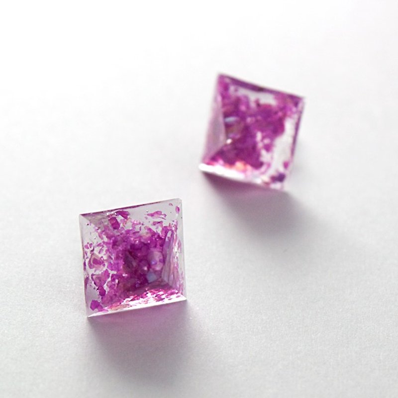 金字塔型耳環（紫色） - 耳環/耳夾 - 其他材質 紫色