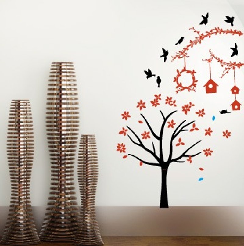 Smart Design creative seamless wall stickers8 colors of sparrows outside the window are available - ตกแต่งผนัง - กระดาษ สีดำ