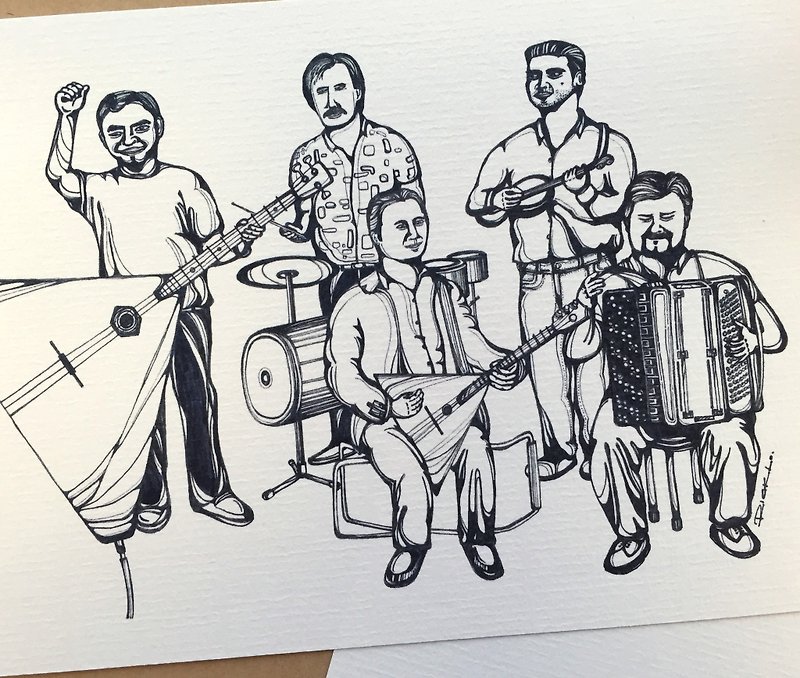 Street Band in Switzerland - artwork available in Greeting Card - Cards & Postcards - Paper 