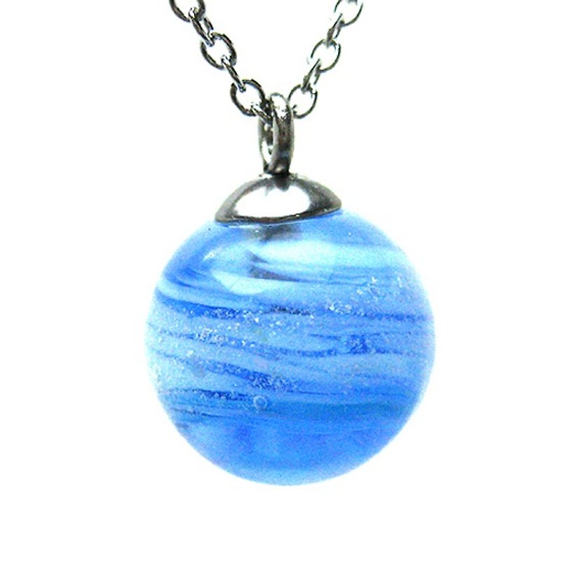 星球系列  水星 琉璃珠項鍊 - 鎖骨鍊 - 玻璃 藍色