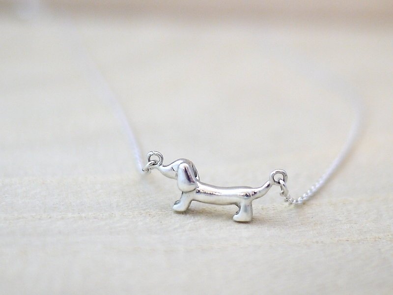 [Jin Charin ‧ Accessories] baby dachshund sterling silver necklace - สร้อยคอ - โลหะ 