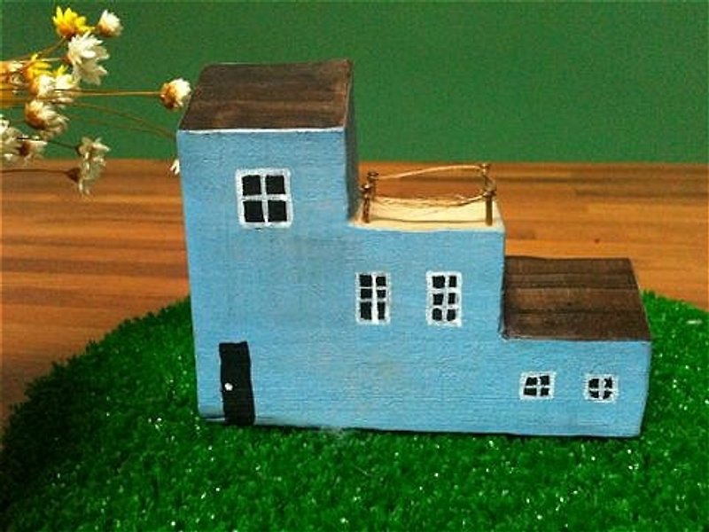藍色階梯小房子 - ของวางตกแต่ง - ไม้ สีนำ้ตาล