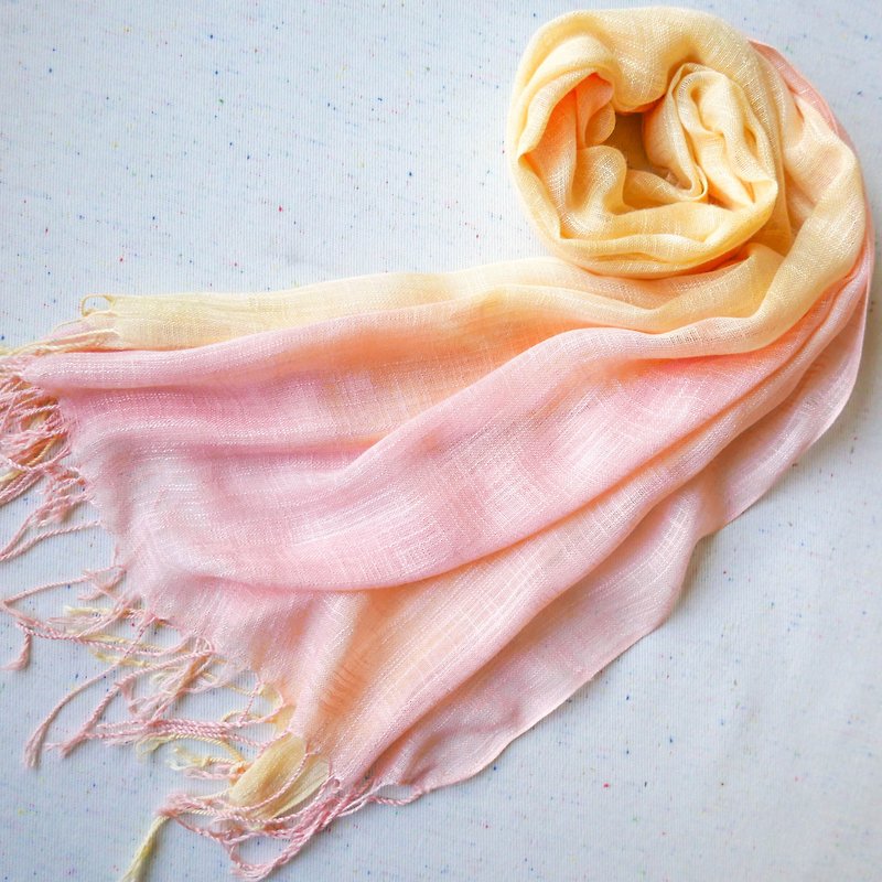 Warm | Tie dye scarf shawl cotton - ผ้าพันคอถัก - ผ้าฝ้าย/ผ้าลินิน สีส้ม