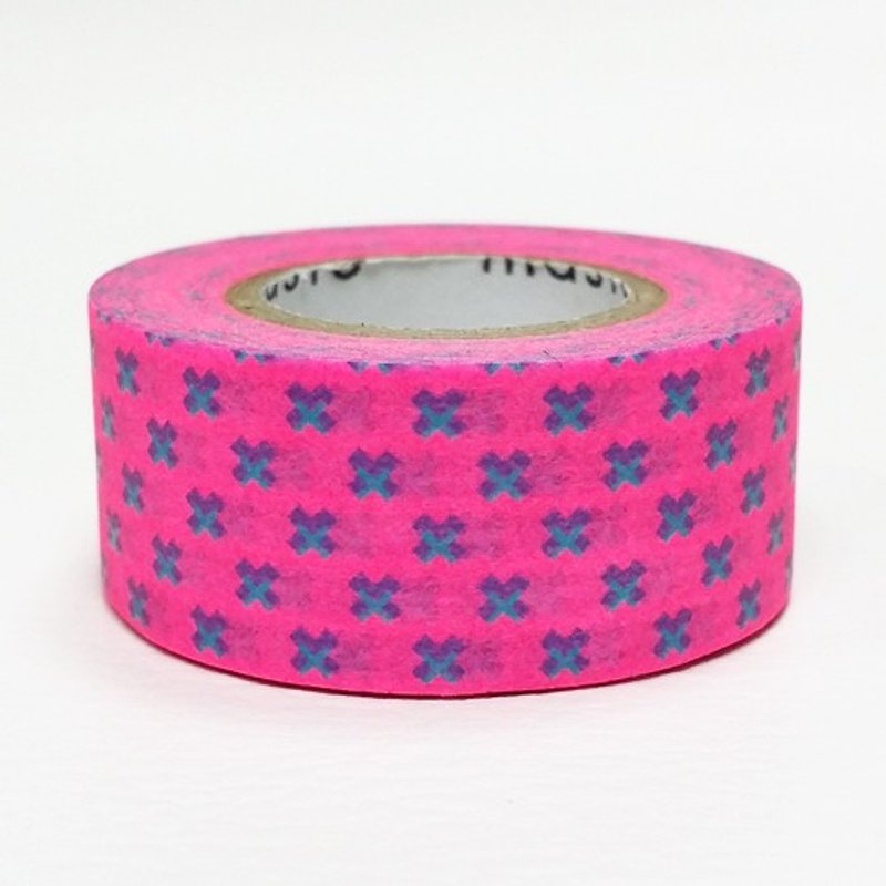 Mastee and paper tape Basic limited [cross-silver powder + blue-green (MST-MKT143-PK)] - Washi Tape - Paper Multicolor