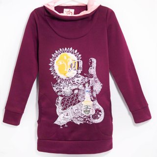 Hand-feel polka-dot hooded inner bristle top-from here, start traveling! (Burgundy)