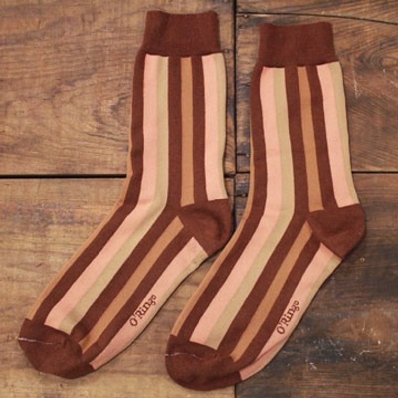 林果良品 直條紋紳士襪 咖啡色 - 紳士襪 - 棉．麻 咖啡色