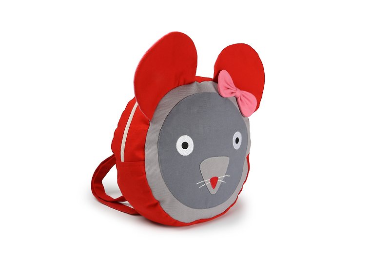 Dutch esthex 100% cotton hand-embroidered creative children's backpack-cute mouse Mia - อื่นๆ - งานปัก สีแดง