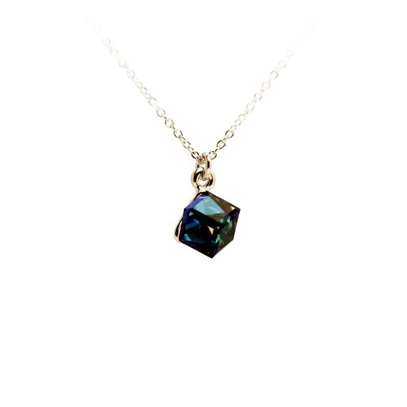 Bibi's Eye "Crystal" Series-Transparent Blue Small Square Crystal Necklace - สร้อยคอ - เครื่องเพชรพลอย สีน้ำเงิน