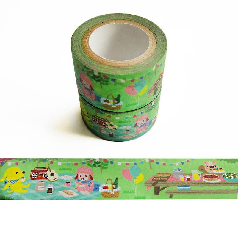 和紙テープ：バケーションファンシリーズ シモタウンピクニックパーティー - マスキングテープ - 紙 グリーン
