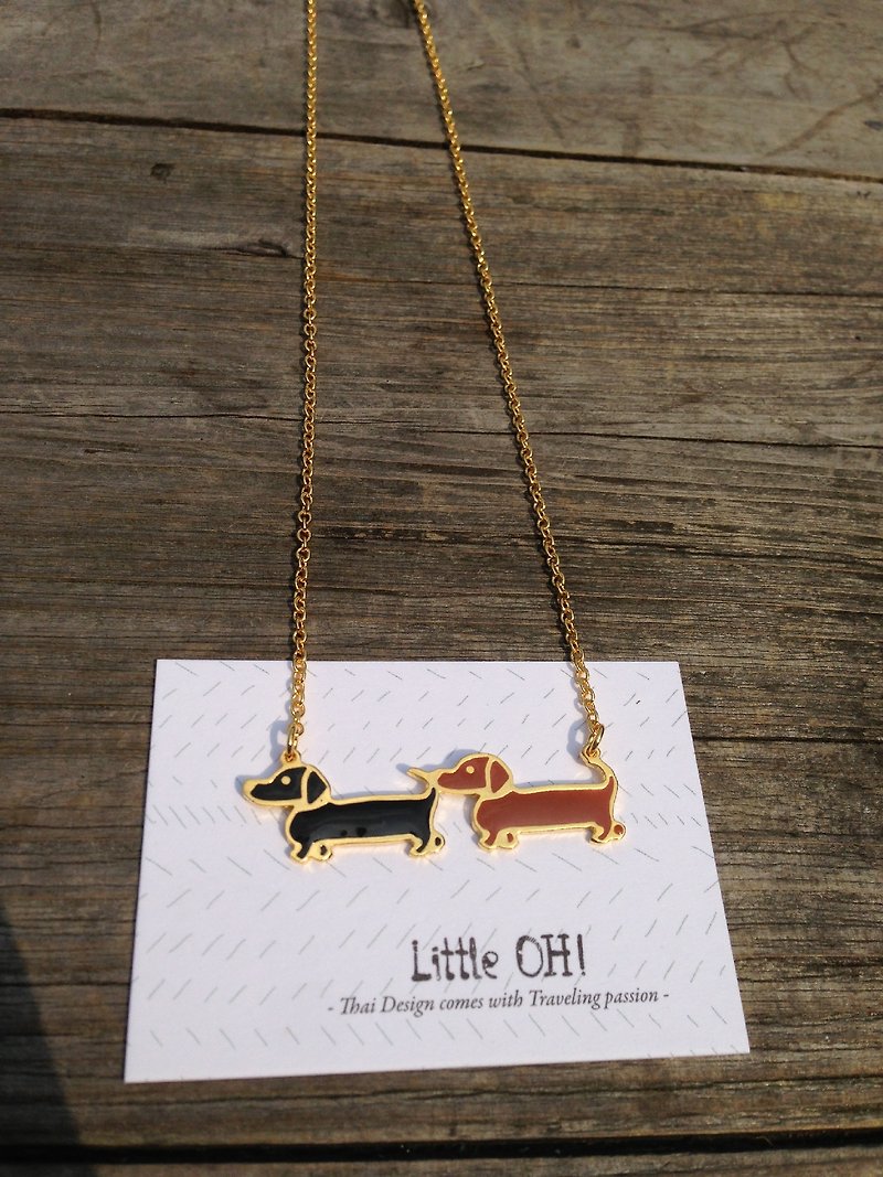 Dachshund friends mini choker - Necklaces - Other Metals 